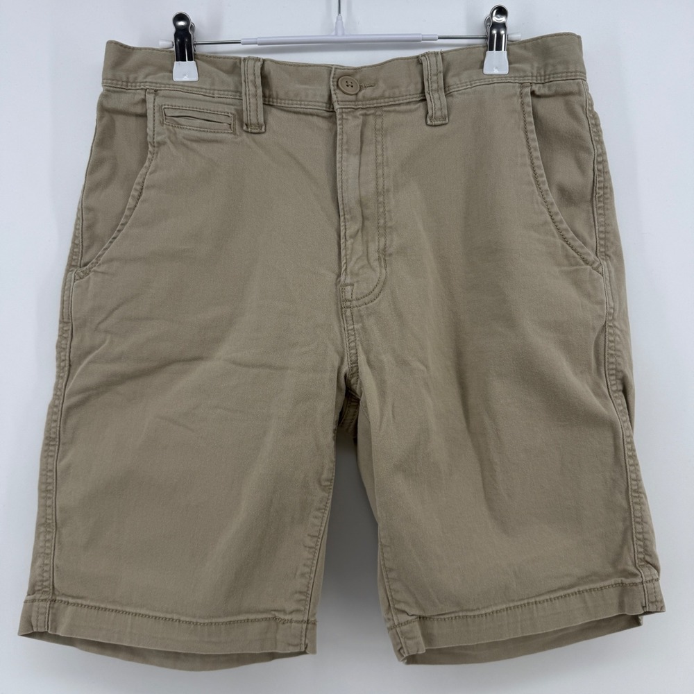 Arizona Jean Co Mens 32 Flex Classic Fit Khaki Tan Chino Shorts Cotton Blend